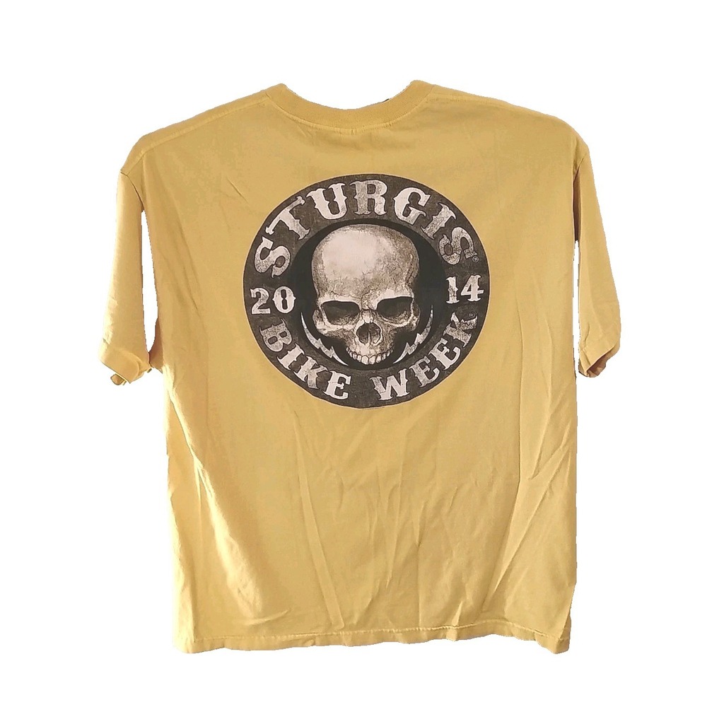 Sturgis Bike Week 2014 2XL Skull Yellow Graphic T-Shirt Short Sleeve‎ Mexico